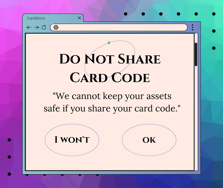 Do not share the gift card code